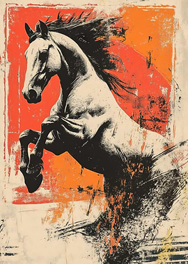 Rearing Horse Abstract Art