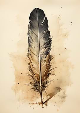 Watercolor Feather Vintage