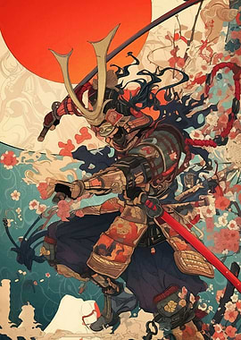 Samurai Warrior Cherry Blossoms