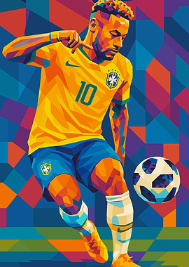 Neymar Soccer Player Geometric Art