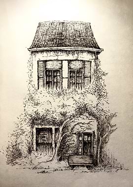 Pen and Ink House Illustration