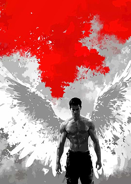 Angel with Red and White Wings