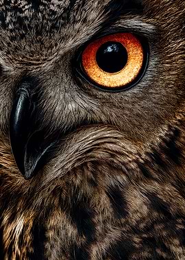 Intense Owl Eye Close-Up