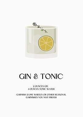 Gin and Tonic Cocktail Illustration