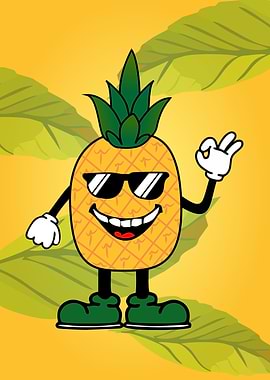 Cool Pineapple Cartoon Character
