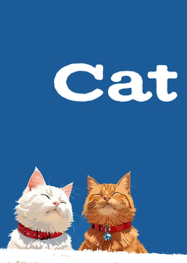 Two Cats with Collars Illustration