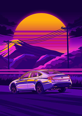 Hyundai Sonata Synthwave Sunset Drive