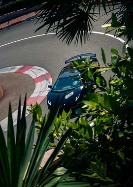 Lamborghini SVJ on a racetrack corner