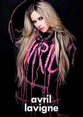 avril lavigne portrait with pink embroidery