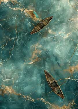 Two Boats on Teal Water