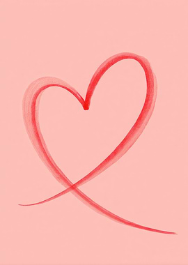 Red Heart on Pink Background