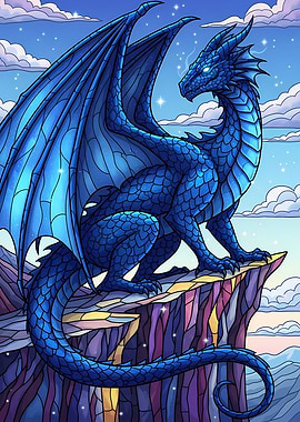 Blue Dragon on Mountain Peak