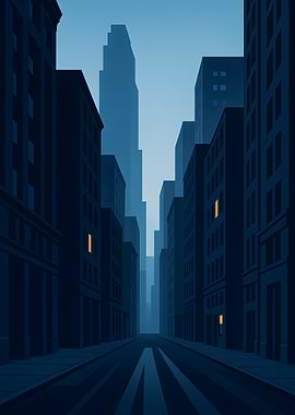 Blue Cityscape Illustration