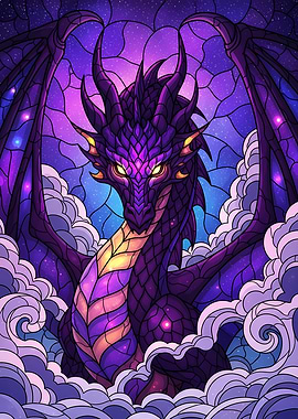 Purple Dragon in the Clouds