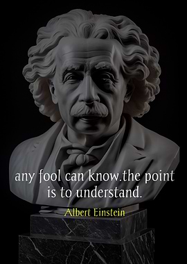 Albert Einstein Bust with Quote