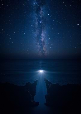 Milky Way over Ocean Rocks