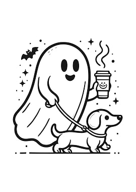 Funny Dachshund Ghost Halloween Spooky Season Weenie Dog