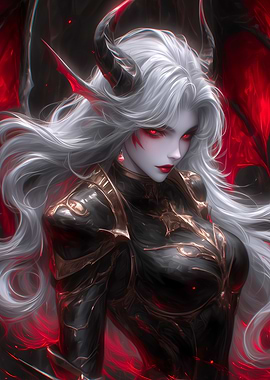 Demon Woman with Horns and Wings