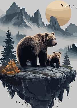 Bear Family on Floating Island