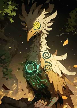 Stylized Bird Character Forest