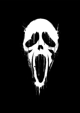 scream mask white on black