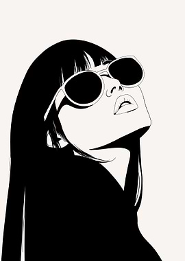 Woman with Sunglasses Black and White