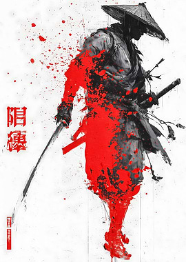 Samurai Warrior Red Splatter