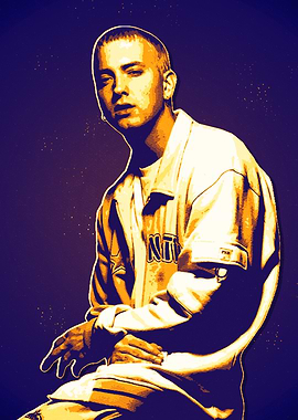 Eminem Portrait Art in Gold and Purple
