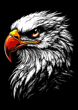 Eagle Portrait Illustration on Black Background
