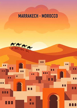 Marrakech, Morocco Travel Poster