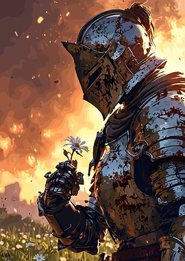 Knight with Flower in Field