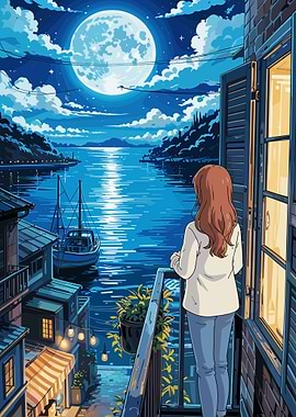 Moonlit Balcony View