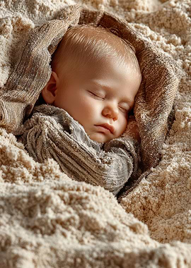 Sleeping Baby Wrapped in Soft Blanket