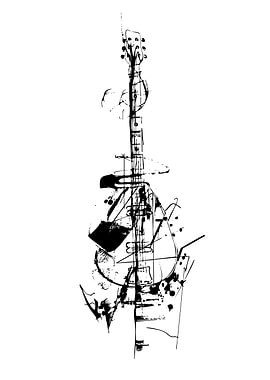 Abstract Guitar Ink Sketch