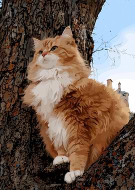 Ginger Cat in Tree