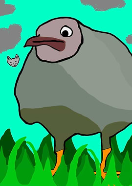 Fat gull in the clearing