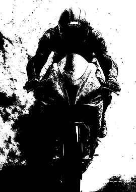 Motorcycle Rider Black and White