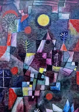 Abstract Landscape with Moon and Trees