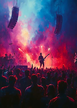 Concert Crowd with Guitarist on Stage