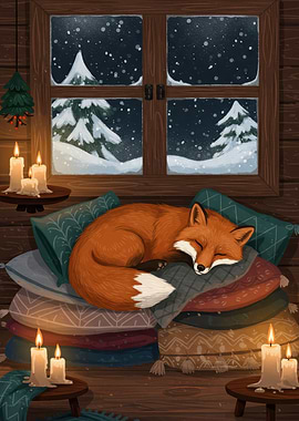 Cozy Winter Fox Nap
