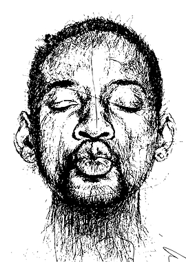 Black and White Portrait with Pursed Lips