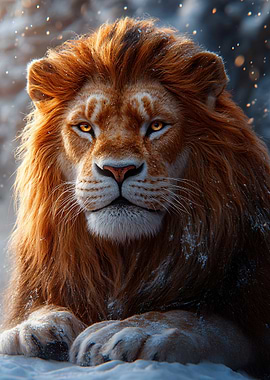 Majestic Lion in Winter