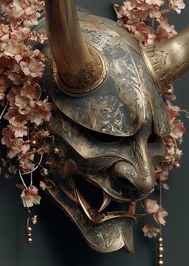 Hannya Mask with Cherry Blossoms