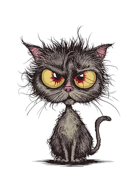 Grumpy Cartoon Cat Illustration