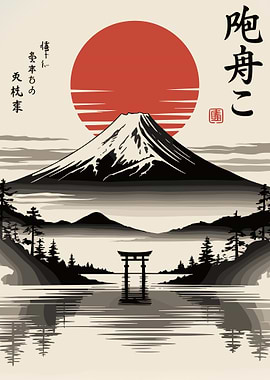 Mount Fuji Japanese Vintage Landscape