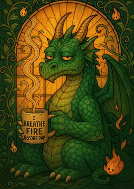 Stained Glass Coffee Dragon