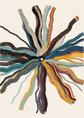 Abstract Radial Lines on Cream Background