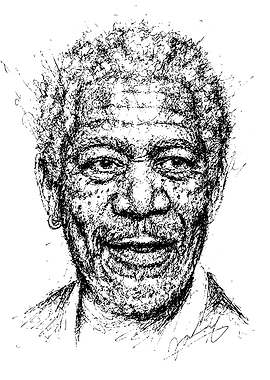 Morgan Freeman Portrait - Black and White
