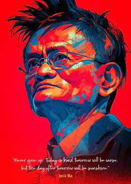 Jack Ma Portrait with Quote