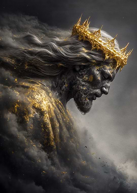 Golden Crowned Jesus Bowing Down